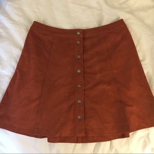 Faux Suede Burnt Orange Mini Skirt